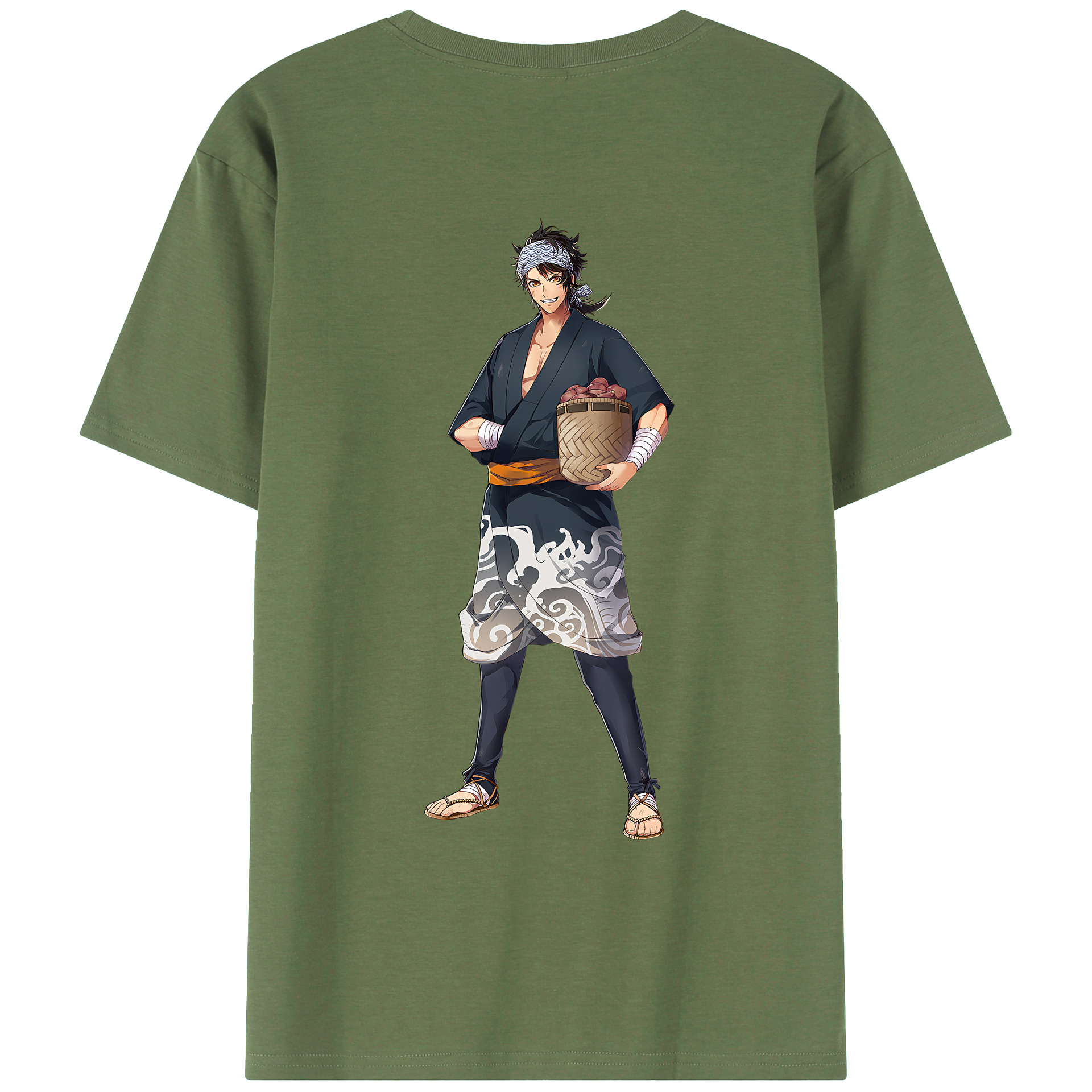 （画像用） 刀剣乱舞 Touken Ranbu 綿100％ メンズ半袖Tシャツ（バックプリント） 通気性